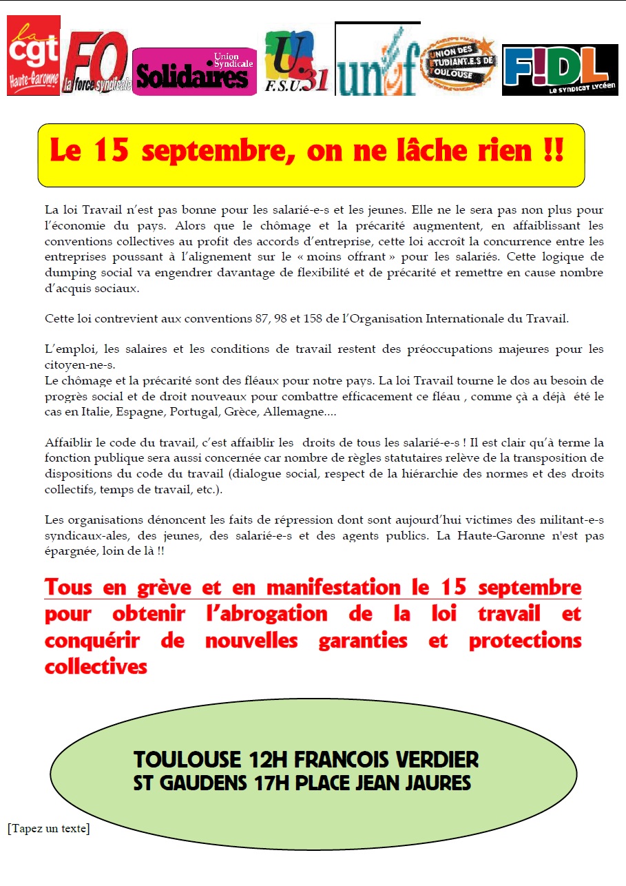 2016 09 06 Appel unitaire 15 septembre 2016