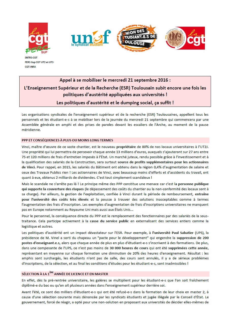 2016 09 18 Mobilisation 21 septembre fac Tract 2