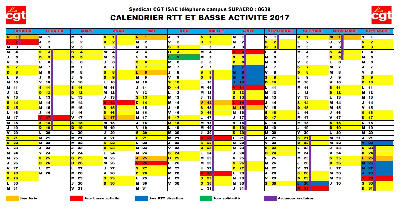 2016 10 17 calendrier BA RTT 2017