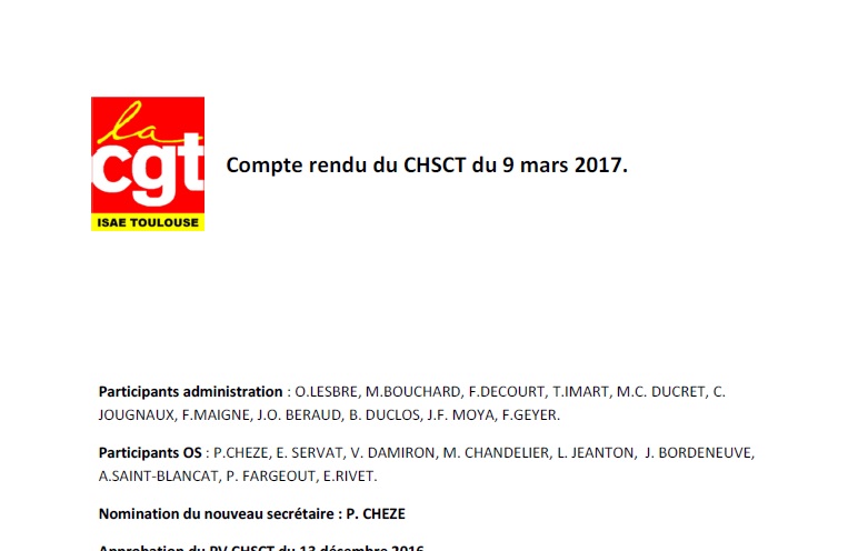 2017 03 09 CR CGT CHSCT 9 mars 2017