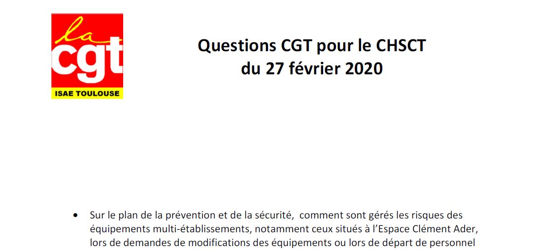 2020 02 05 Question CGT CHSCT 27 fevrier 2020