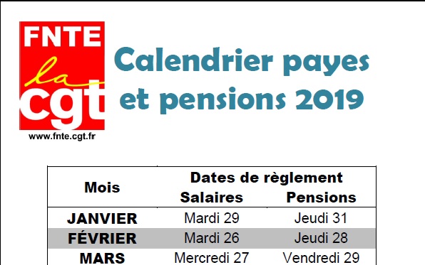 2018 12 17 Calendrier paye 2019