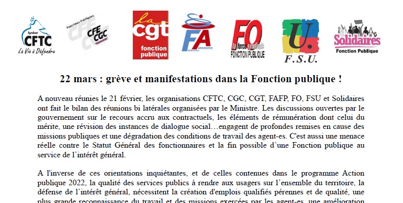2018 03 02 CP intersyndicale22mars
