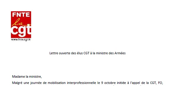 2018 10 03 Lettre ouverte Ministre Armees