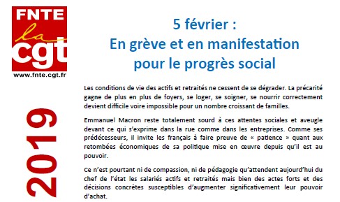 2019 01 28 FNTE APPEL POUR LE 5 FEVRIER 2019