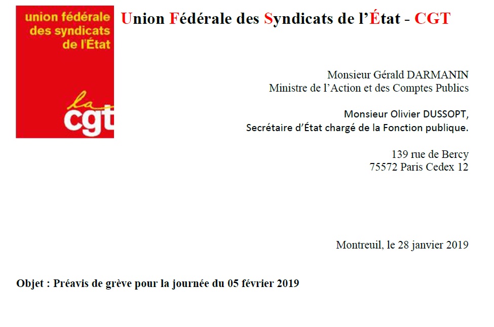 2019 01 28 preavis greve UFSE CGT