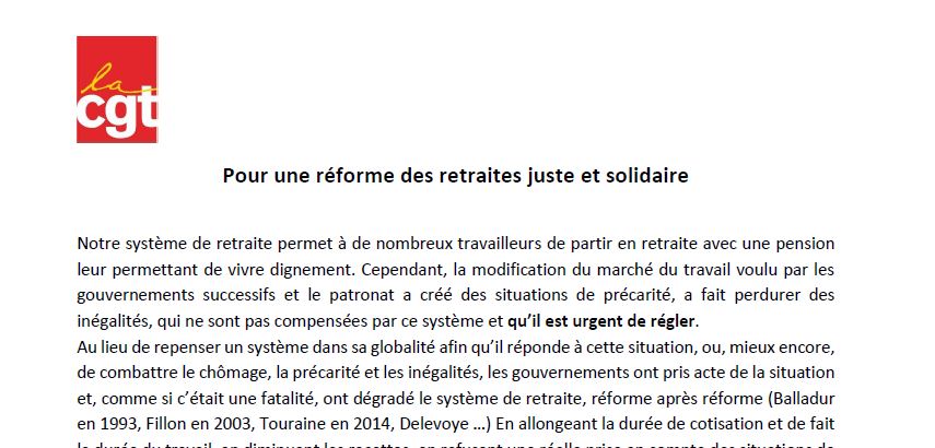 2019 12 19 Resume propositions CGT faites 1er Ministre 18 12 2019