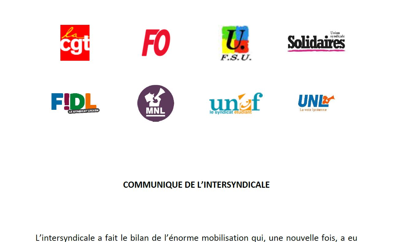 2019 12 20 Communique Intersyndicale 19 12