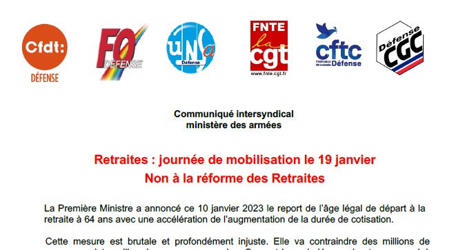2023 01 17 federation intersyndicale Reforme retraites