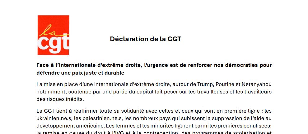 2025 03 11 declaration Cgt situation internationale
