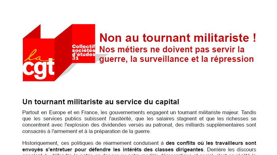 2026 04 13 NON AU TOURNANT MILITARISTE